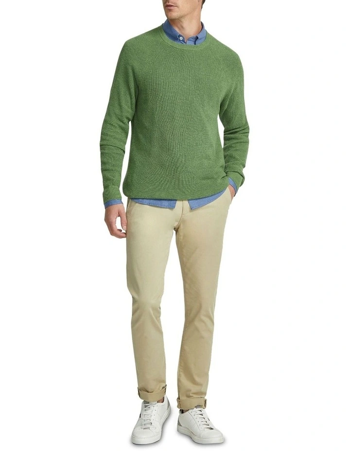 Billy Waffle Cotton Cashmere Knit in Green image 1