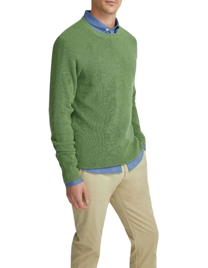 Billy Waffle Cotton Cashmere Knit in Green image 2