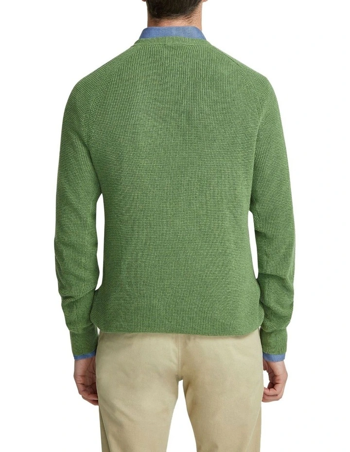 Billy Waffle Cotton Cashmere Knit in Green image 3