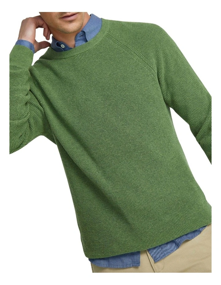 Billy Waffle Cotton Cashmere Knit in Green image 4
