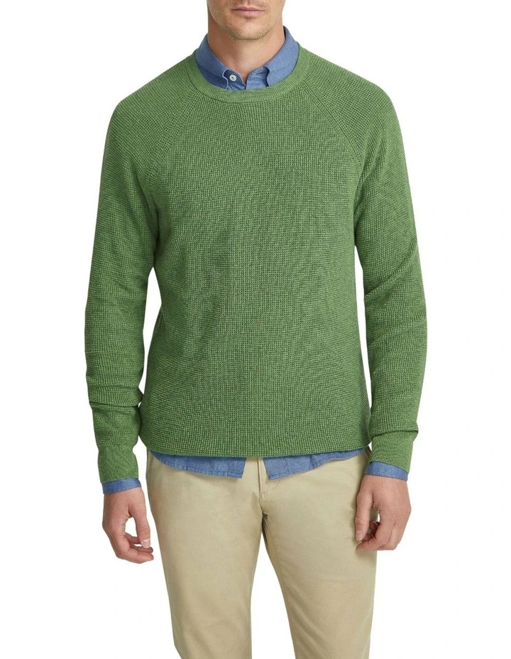 Billy Waffle Cotton Cashmere Knit in Green image 5