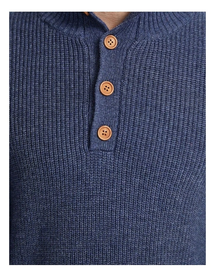 Cedric Button Collar Knit Top in Navy image 6