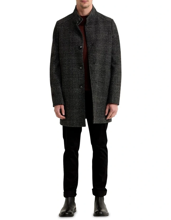 Dunbar Wool Rich Check Overcoat in Grey image 1