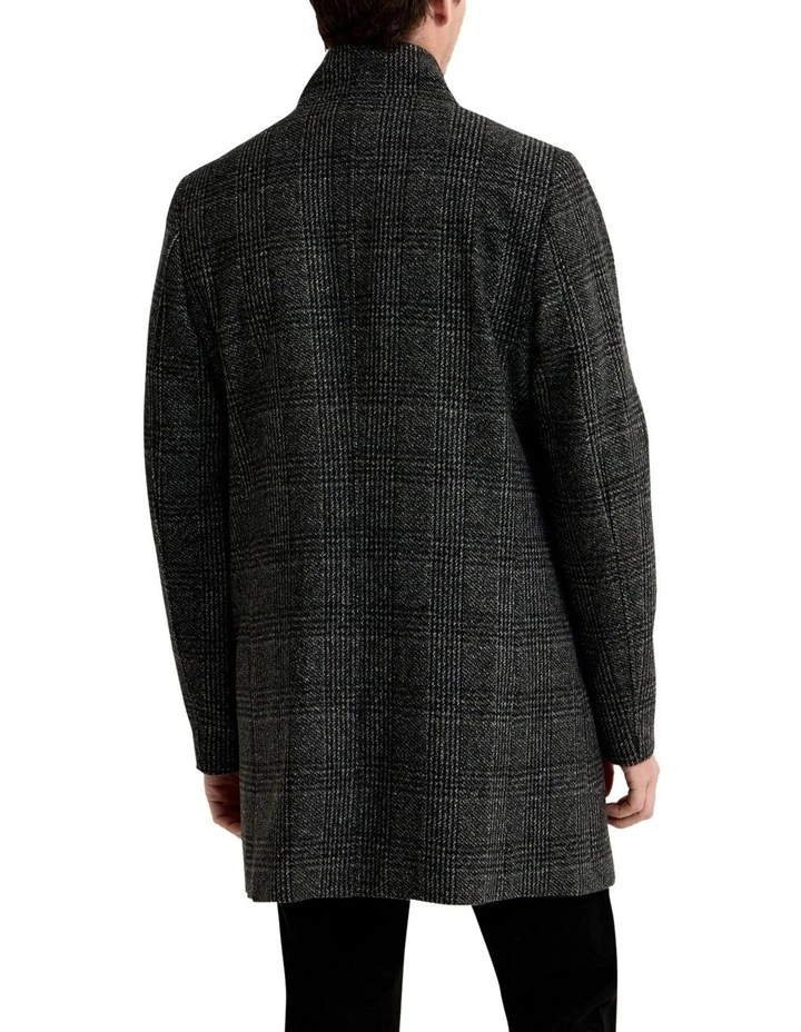 Dunbar Wool Rich Check Overcoat in Grey image 3