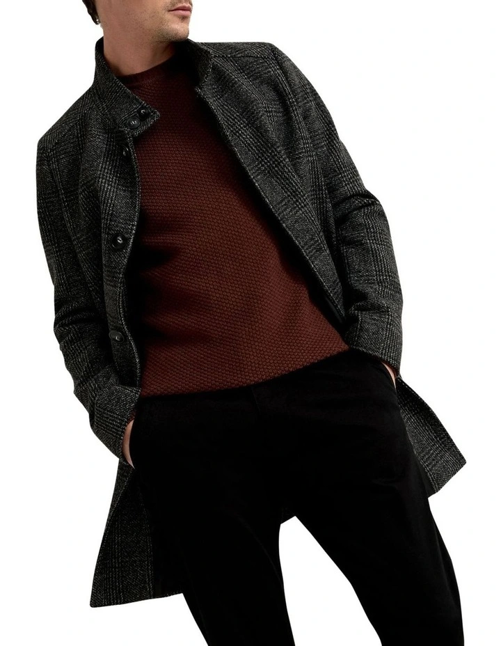 Dunbar Wool Rich Check Overcoat in Grey image 4