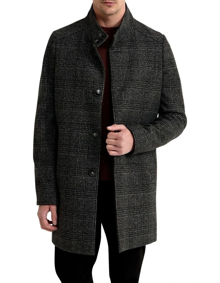 Dunbar Wool Rich Check Overcoat in Grey image 5