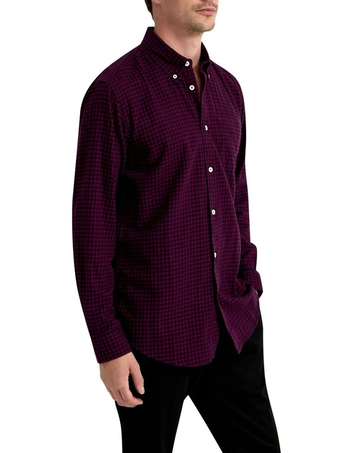 Uxbridge Regular Fit Check Shirt in Plum image 2
