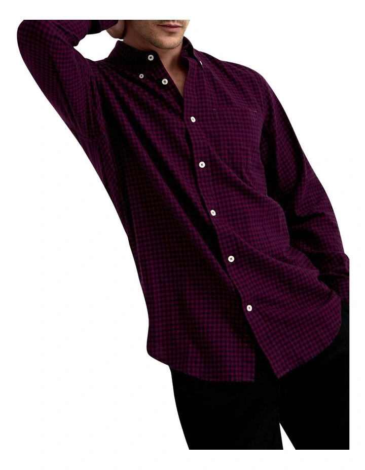 Uxbridge Regular Fit Check Shirt in Plum image 4