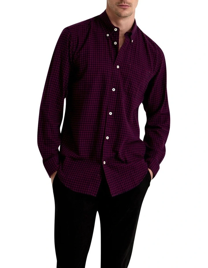 Uxbridge Regular Fit Check Shirt in Plum image 5