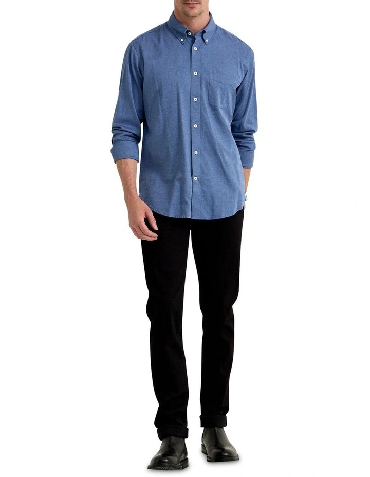 Portland Twill Cotton Shirt in Blue image 1