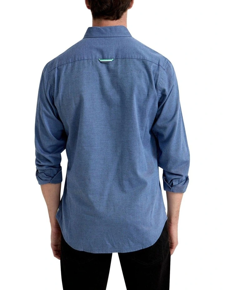Portland Twill Cotton Shirt in Blue image 3