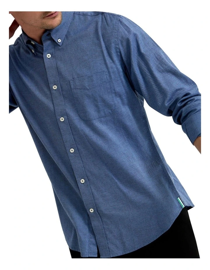 Portland Twill Cotton Shirt in Blue image 4