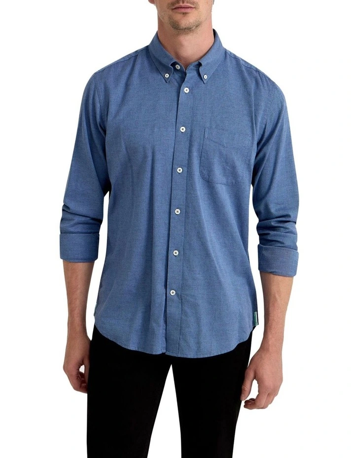 Portland Twill Cotton Shirt in Blue image 5