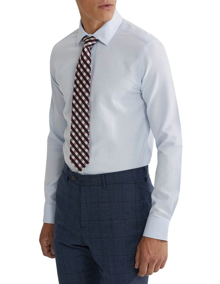 Beckton Slim Fit Dobby Shirt in Blue image 2