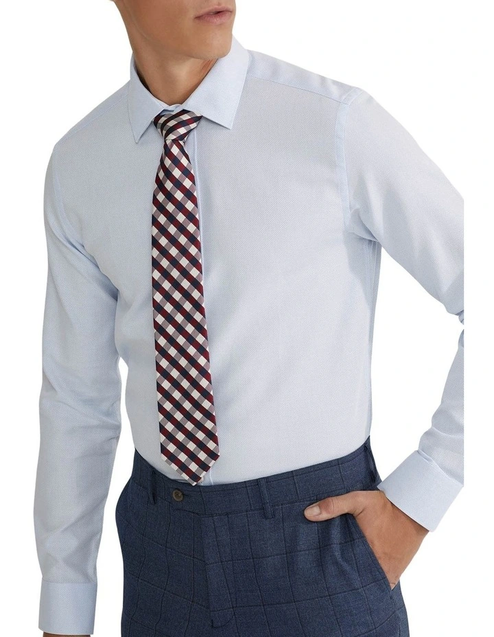 Beckton Slim Fit Dobby Shirt in Blue image 4