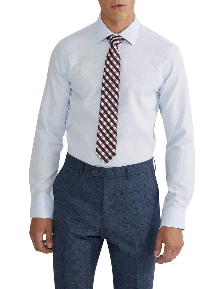 Beckton Slim Fit Dobby Shirt in Blue image 5