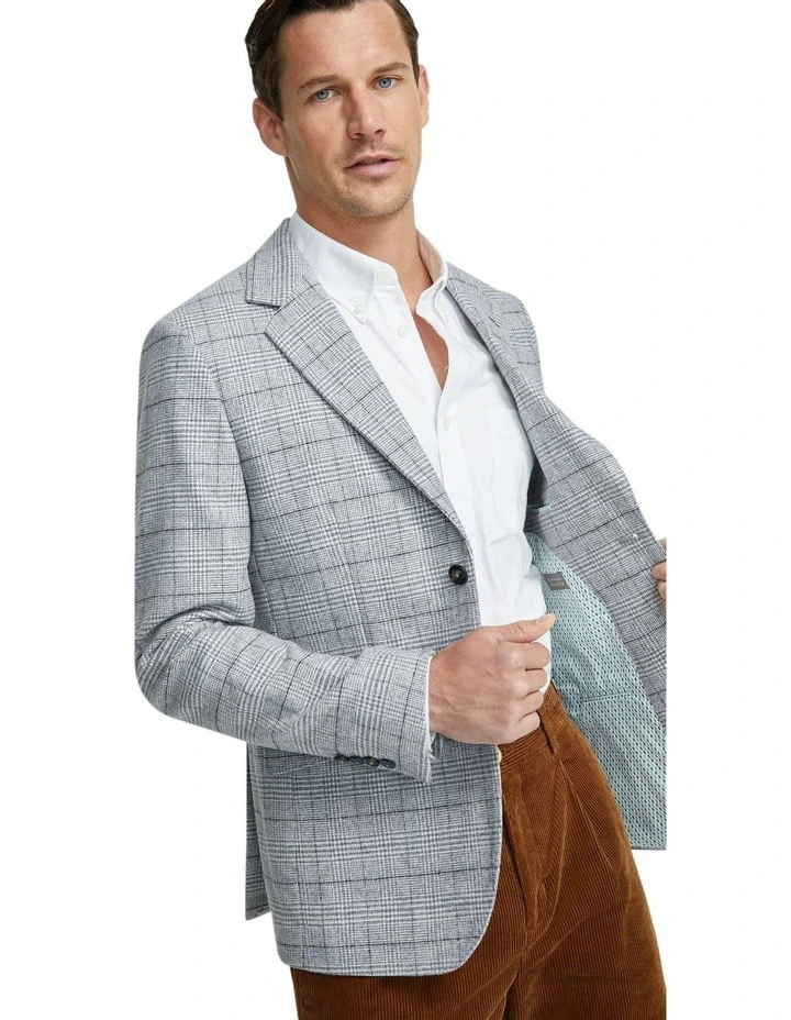 Blake Wool Blend Check Blazer in Grey image 4