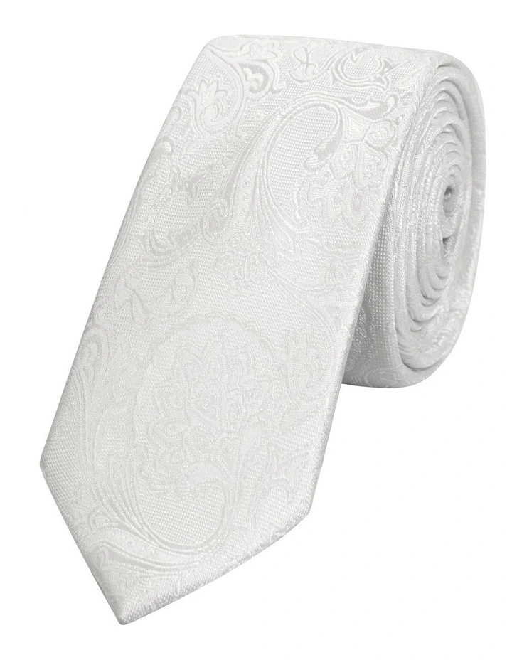 Paisley Jacquard Tie in Ivory image 1