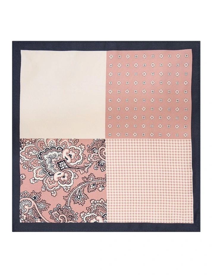 Quadrant Print Pocket Square in Pink image 1