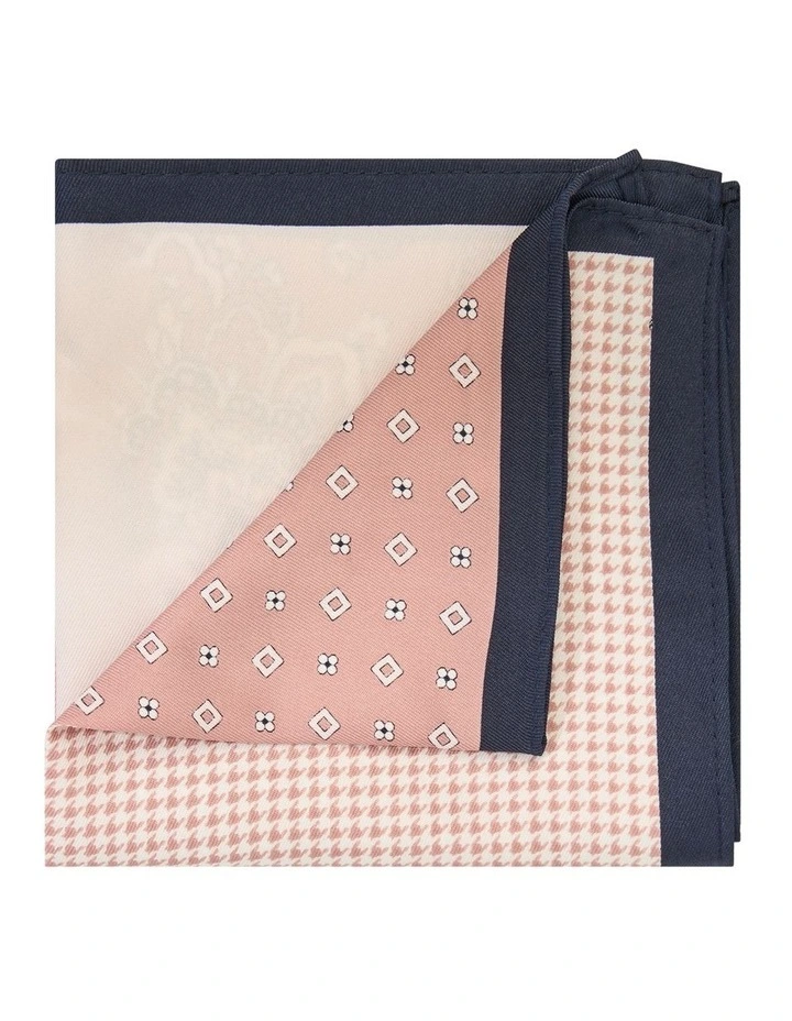 Quadrant Print Pocket Square in Pink image 2