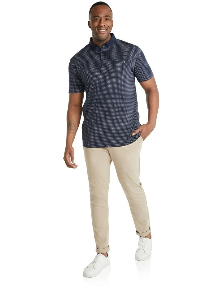 Bedford Print Polo Shirt in Navy image 4