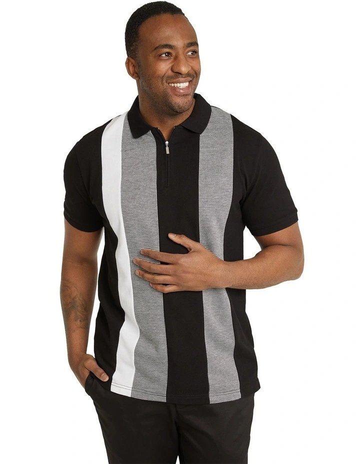 Huxlie Splice Polo Shirt in Black image 1