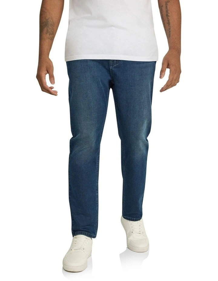 Carl Tapered Knit Denim Jeans in Dark Wash image 1