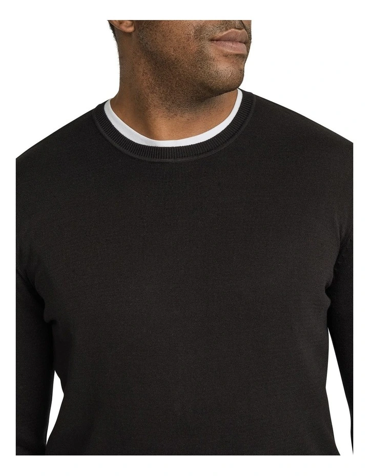 Essential Crew Neck Sweater in Black image 3