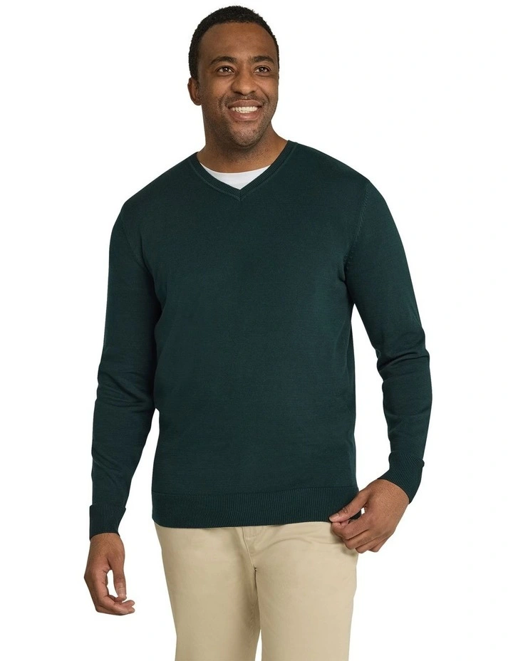 Essential V Neck Sweater in Pine image 1