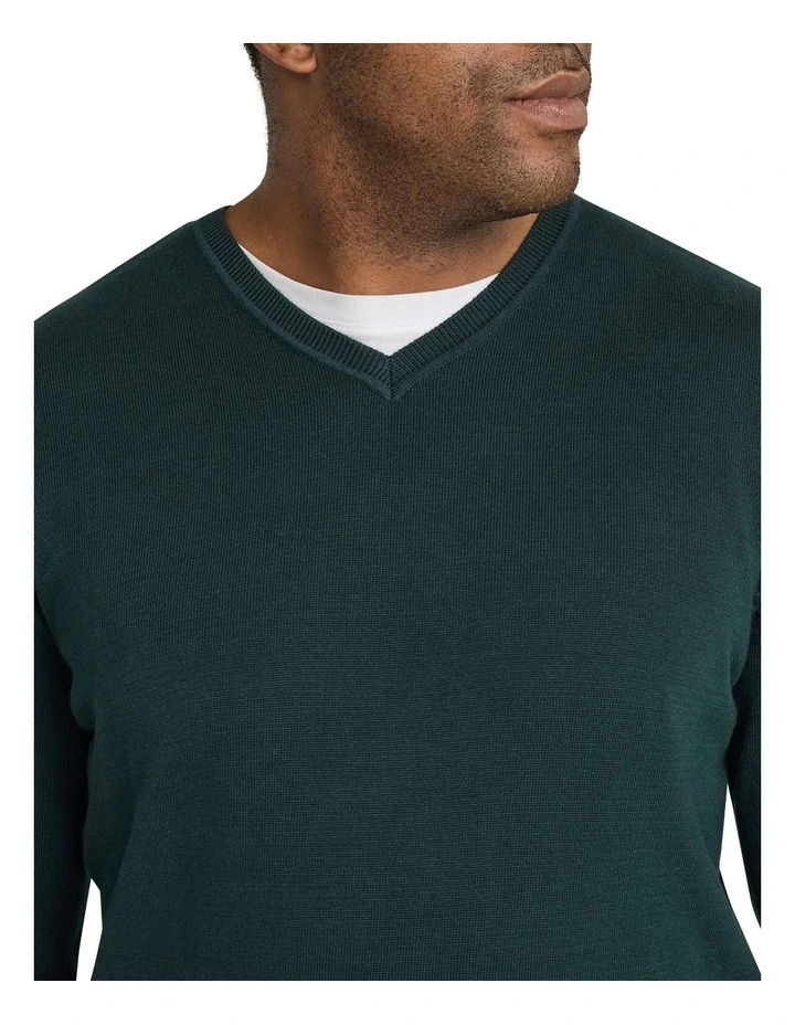 Essential V Neck Sweater in Pine image 3