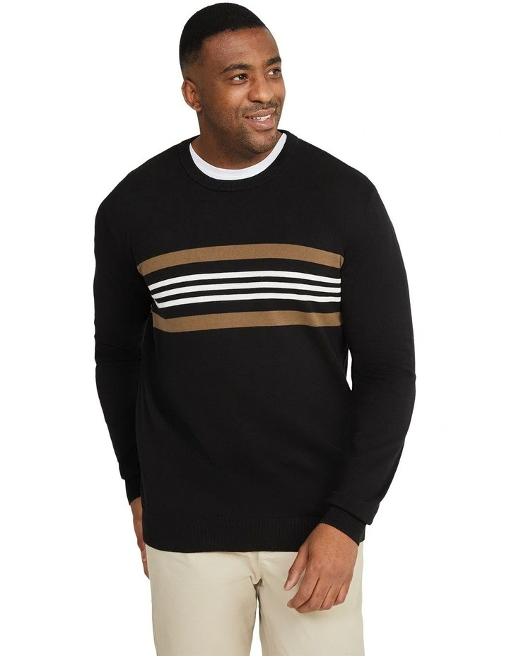 Tri Stripe Sweater in Black image 1