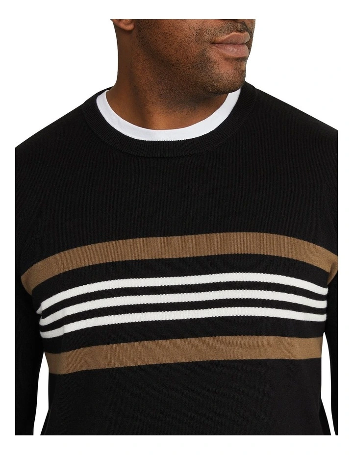 Tri Stripe Sweater in Black image 3