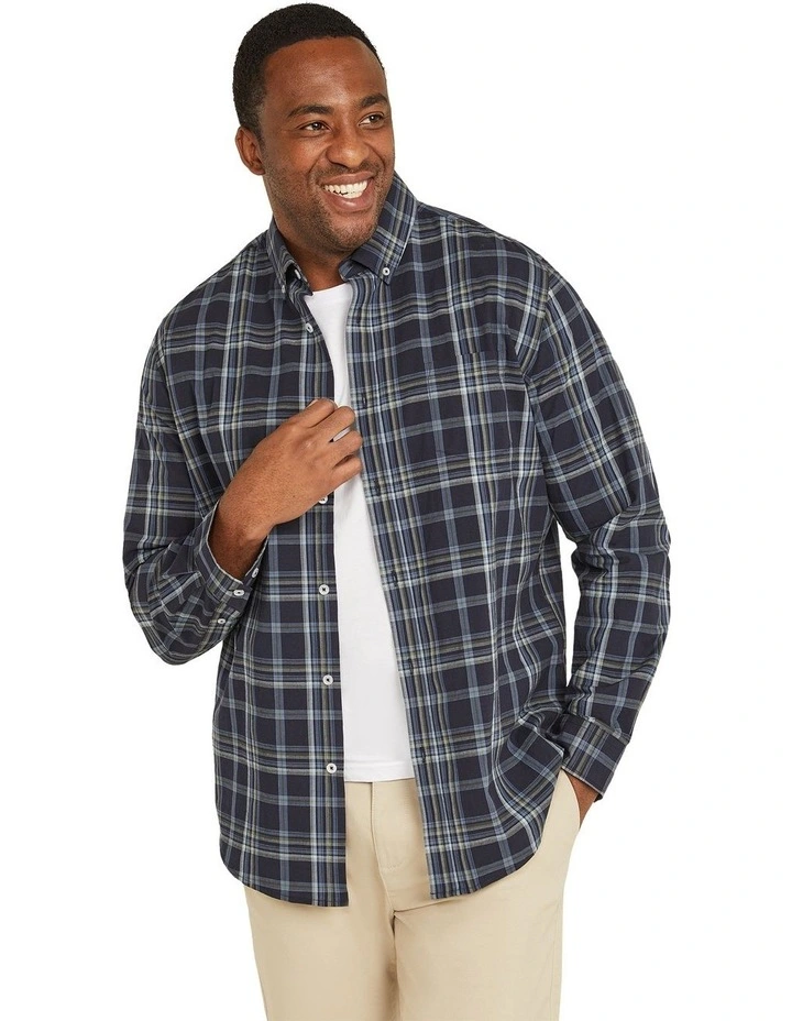 Spencer Stretch Check Shirt in Navy image 1