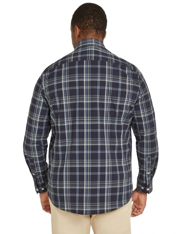 Spencer Stretch Check Shirt in Navy image 2