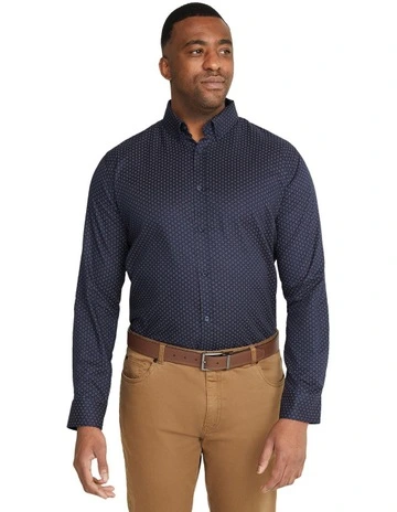 Norris Micro Print Shirt in Navy