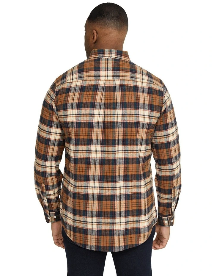 Jasper Brushed Check Shirt in Tan image 2