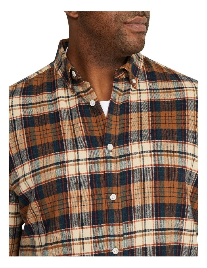 Jasper Brushed Check Shirt in Tan image 3