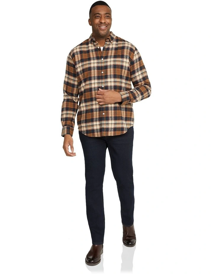 Jasper Brushed Check Shirt in Tan image 4