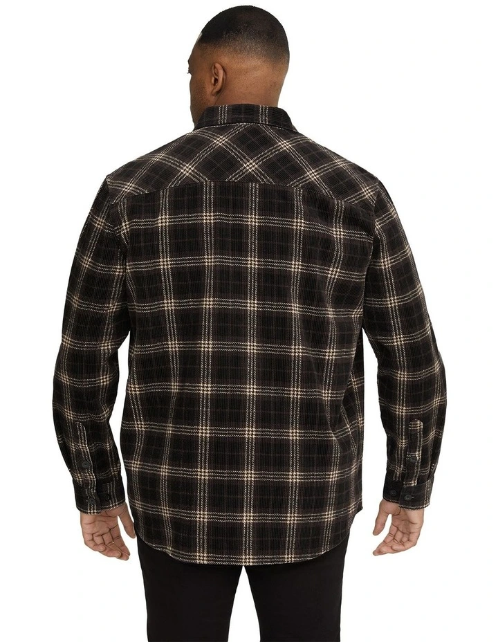 Leroy Check Cord Overshirt in Brown image 2