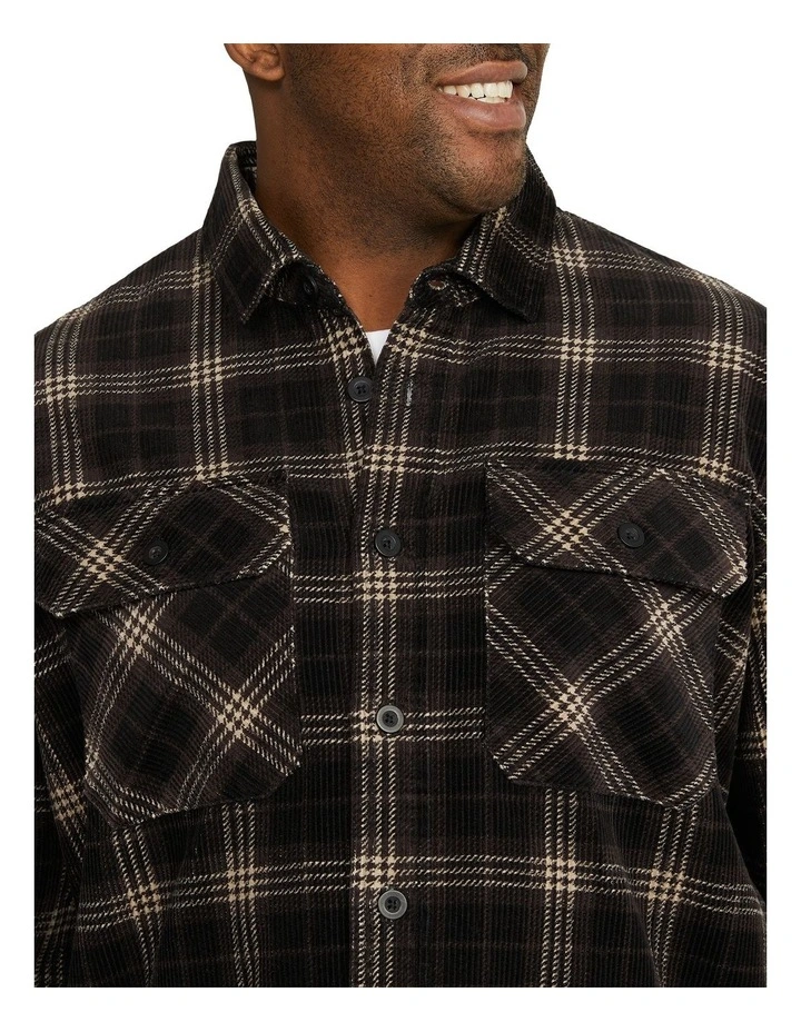 Leroy Check Cord Overshirt in Brown image 3
