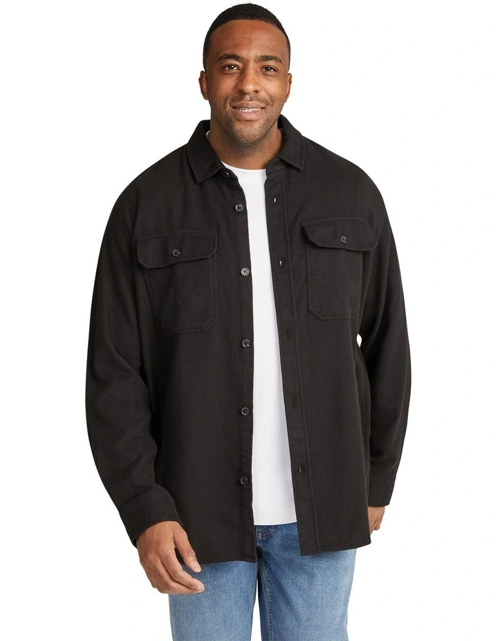 Braydon Brushed Overshirt in Black image 1