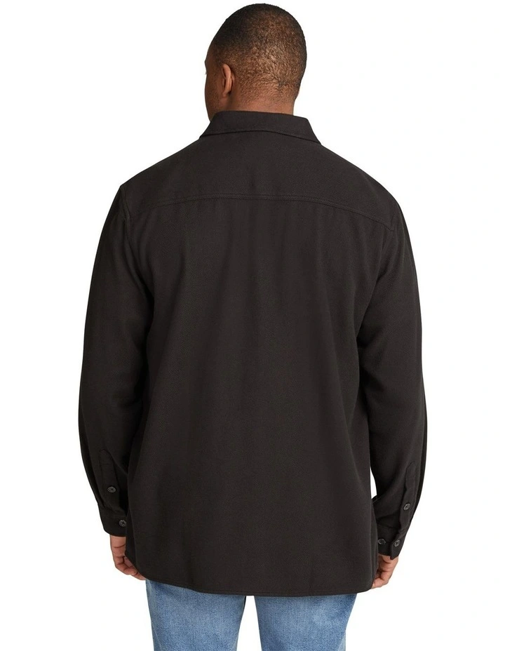 Braydon Brushed Overshirt in Black image 2