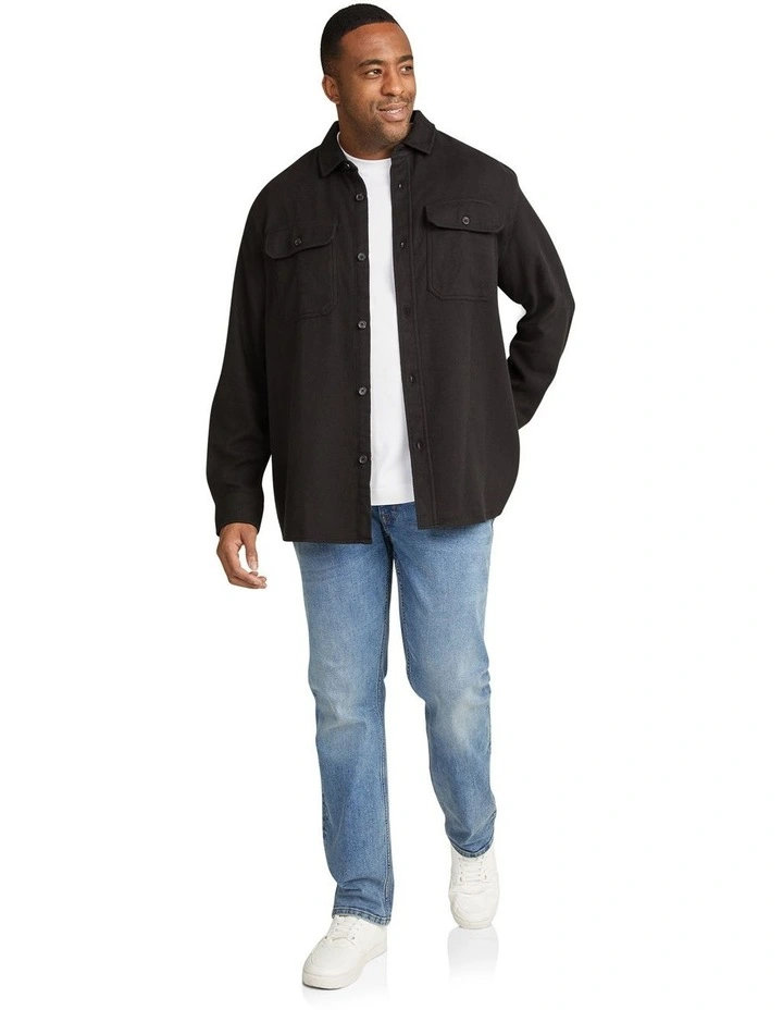 Braydon Brushed Overshirt in Black image 4