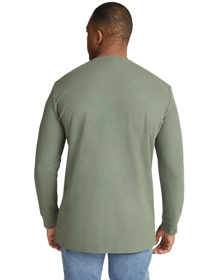 Regal Waffle Long Sleeve Top in Sage Green image 2