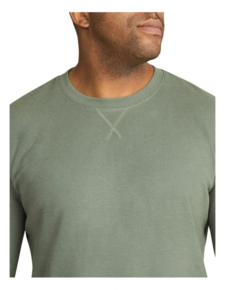 Regal Waffle Long Sleeve Top in Sage Green image 3