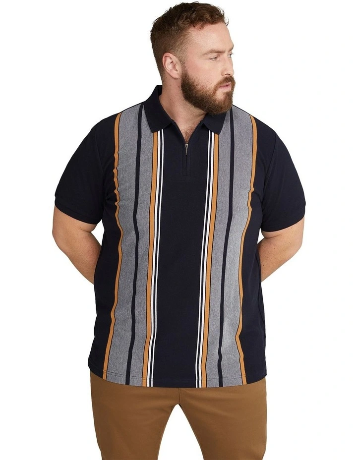 Lester Vertical Stripe Polo in Navy image 1