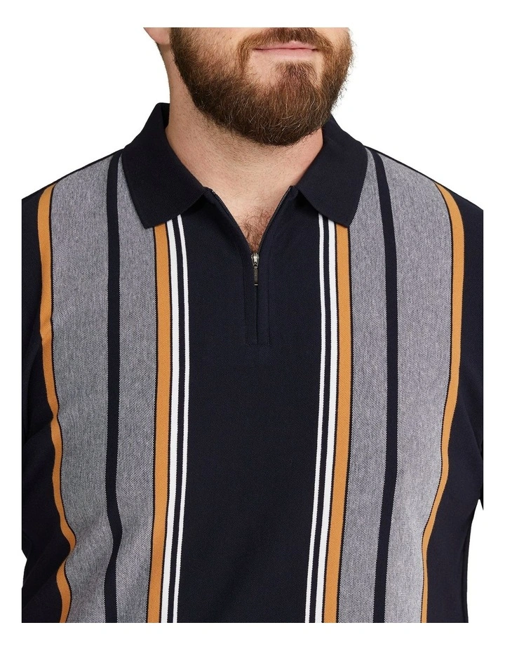 Lester Vertical Stripe Polo in Navy image 3