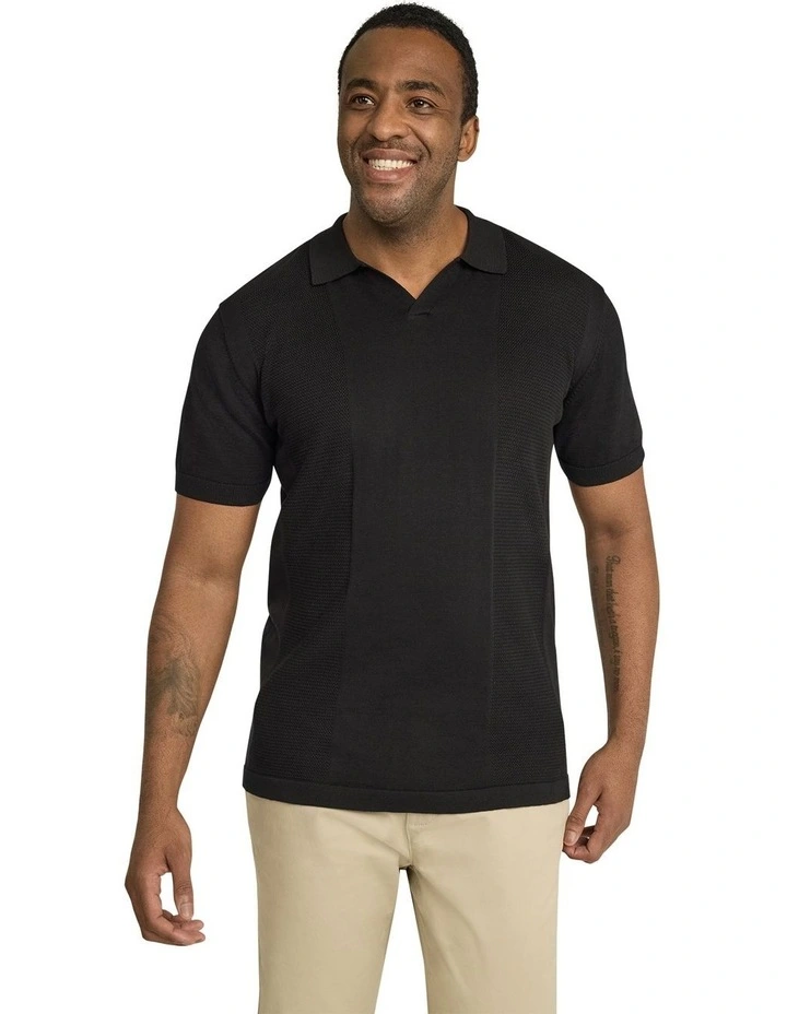 Lloyd Knitted Polo Shirt in Black image 1