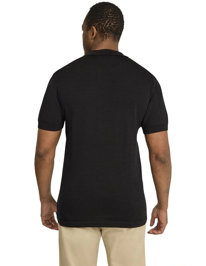 Lloyd Knitted Polo Shirt in Black image 2