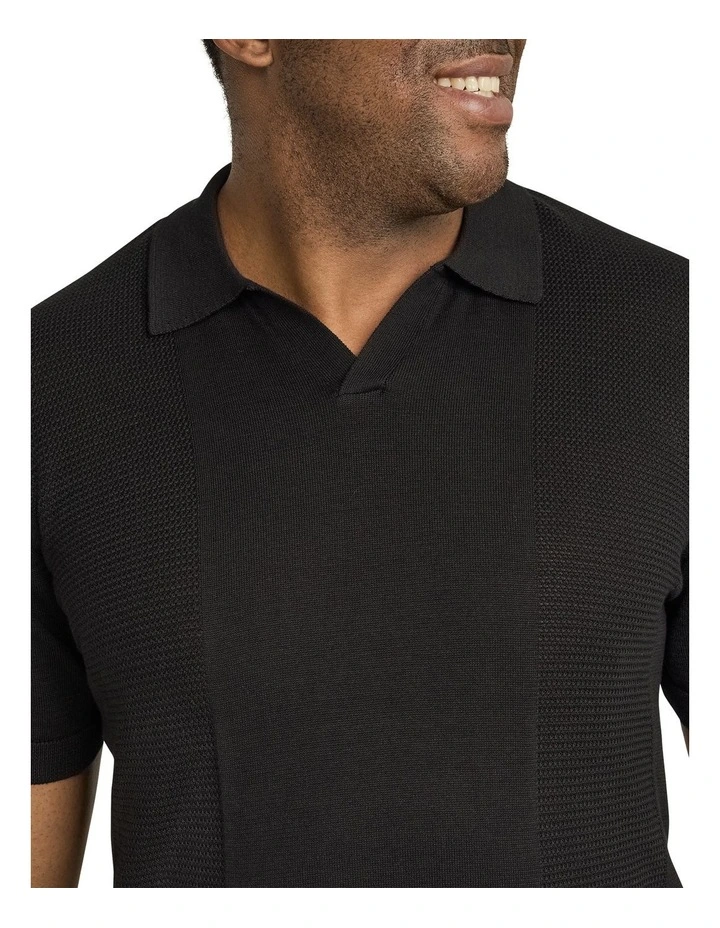 Lloyd Knitted Polo Shirt in Black image 3